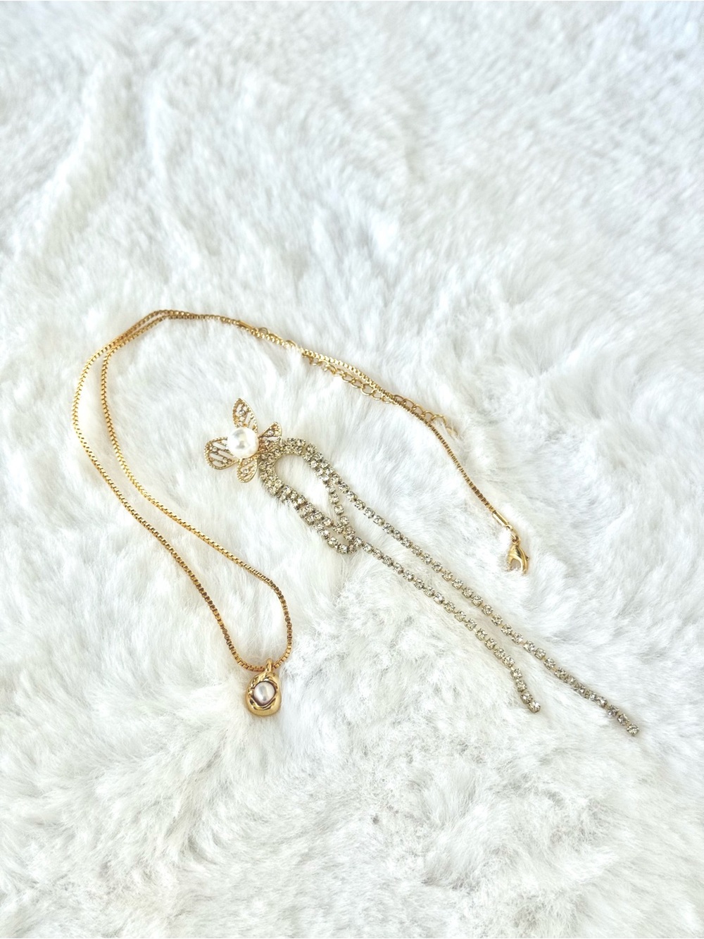 Gold-Tone Pearl & Butterfly Jewelry Set — NEW